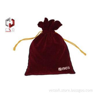 Velvet Drawstring Bag , Red Suede Pouch For Cosmetics , Sou